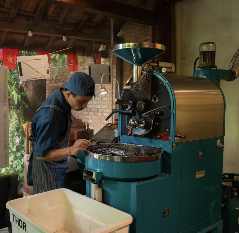 Coffee roasting at Trình cà phê in Da Nang